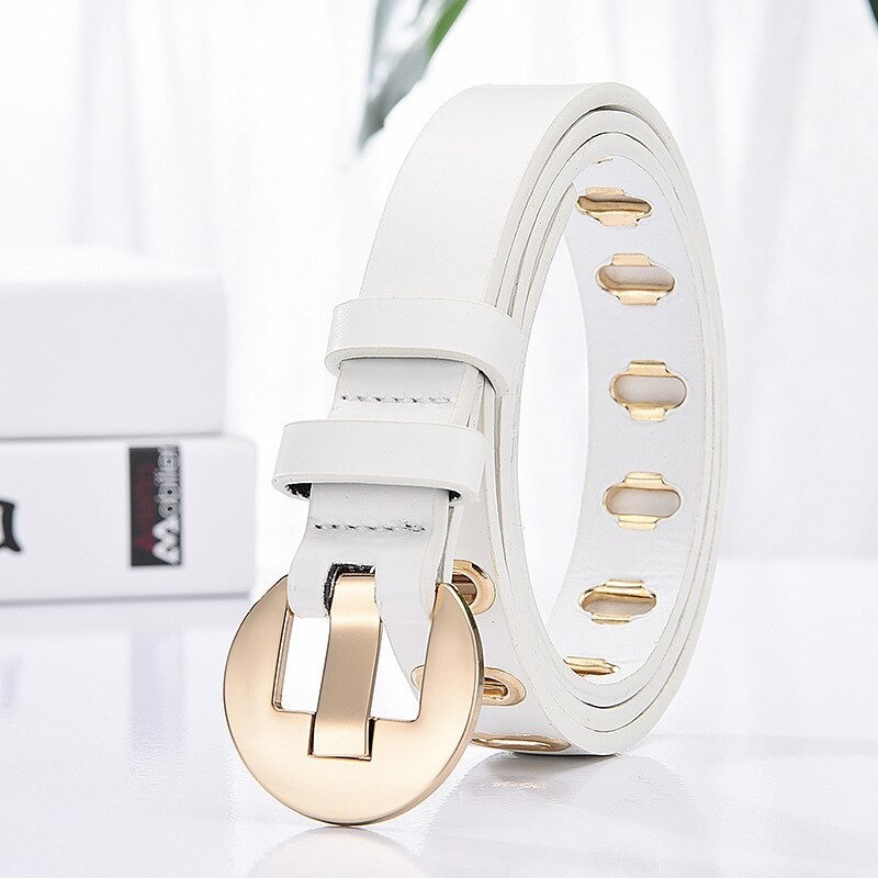 Correia de couro na moda com fivela de metal e furos