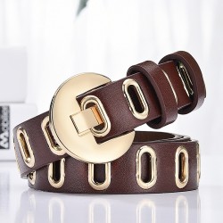 Correia de couro na moda com fivela de metal e furos