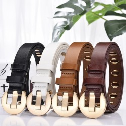 Fashionable leather belt with metal buckle & holesBelts