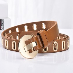 Correia de couro na moda com fivela de metal e furos
