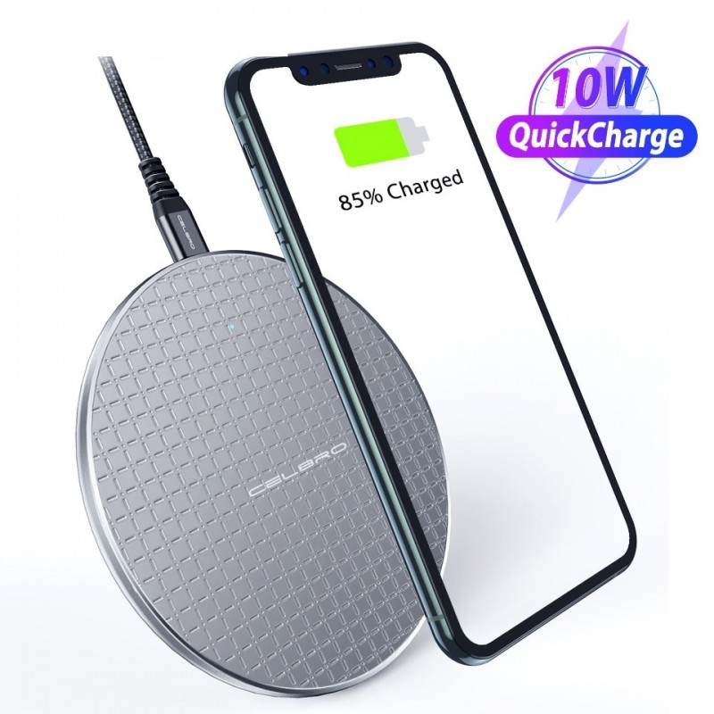 Carregador sem fio 10W QI - bloco de carregamento rápido para iPhone - Samsung S20 - Nota 10 Plus - Xiaomi MI 9