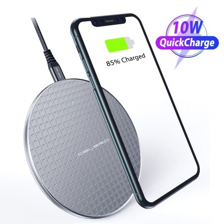 Carregador sem fio 10W QI - bloco de carregamento rápido para iPhone - Samsung S20 - Nota 10 Plus - Xiaomi MI 9