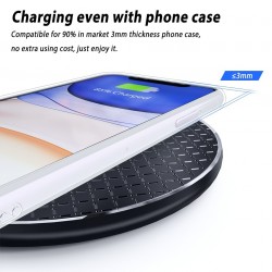 Carregador sem fio 10W QI - bloco de carregamento rápido para iPhone - Samsung S20 - Nota 10 Plus - Xiaomi MI 9
