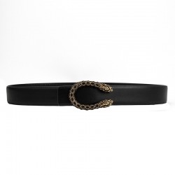 Leather belt with a crystals & tiger's headBelts