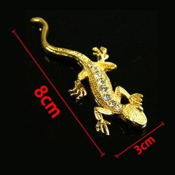ouro 3D - gecko de cristal - autocolante de carro de metal