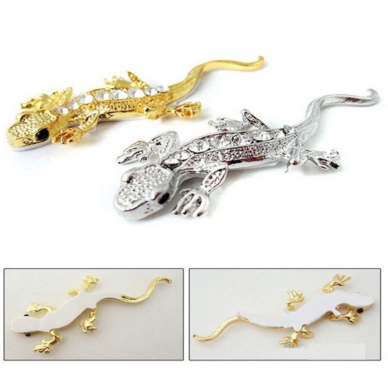 ouro 3D - gecko de cristal - autocolante de carro de metal