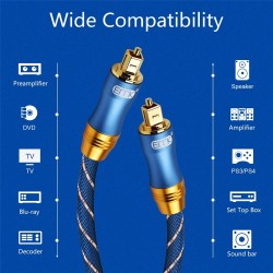 Toslink - OD6.0 - SPDIF - cabo de áudio de fibra óptica digital - trançado - 1m - 1.5m - 2m - 3m - 5m - 8m - 10m - 15m