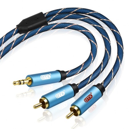 EMK 3.5mm para 2RCA AUX cabo de áudio - 1m - 1.5m - 2m - 3m - 5m