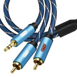 EMK 3.5mm para 2RCA AUX cabo de áudio - 1m - 1.5m - 2m - 3m - 5m