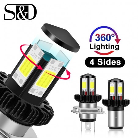 H6 - BA20D - feixe de Hi-lo - lâmpada de farol de motocicleta LED
