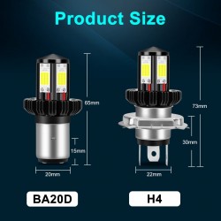 H6 - BA20D - feixe de Hi-lo - lâmpada de farol de motocicleta LED