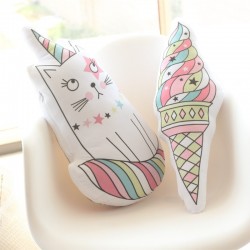 Travesseiro em forma de unicórnio, gato e gelado - brinquedo macio