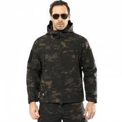 Exército - camuflagem - jaqueta impermeável com capuz e zíperes