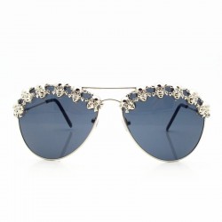 Óculos de sol Steampunk com crânios decorativos de metal