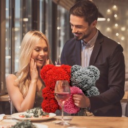 Two bears made from infinity roses - 25-35cm - rose bearValentine's day