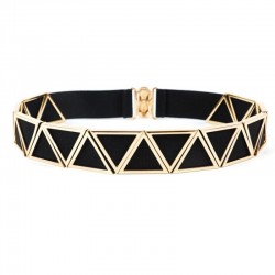 Correia elástica na moda com uma fivela de gancho de metal dourado