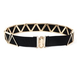 Correia elástica na moda com uma fivela de gancho de metal dourado