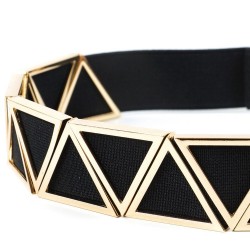 Correia elástica na moda com uma fivela de gancho de metal dourado