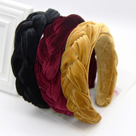 Pulseira de veludo trançado elegante - banda de cabelo