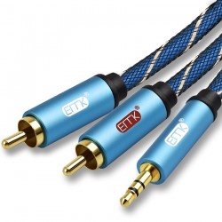EMK 3.5mm para 2RCA AUX cabo de áudio - 1m - 1.5m - 2m - 3m - 5m
