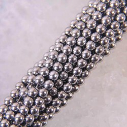 Hematita magnética redonda contas soltas - fio para fazer jóias - 4mm - 39cm - prata