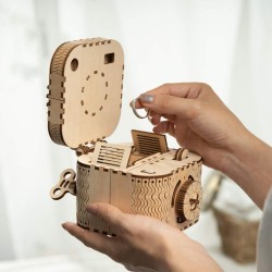 Criativo DIY - caixa de tesouro 3D - quebra-cabeça de madeira - kit de montagem - 123 peças