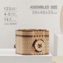 Criativo DIY - caixa de tesouro 3D - quebra-cabeça de madeira - kit de montagem - 123 peças