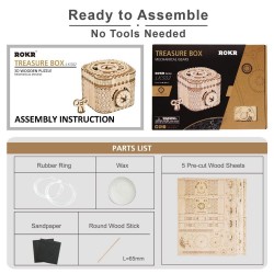 Criativo DIY - caixa de tesouro 3D - quebra-cabeça de madeira - kit de montagem - 123 peças