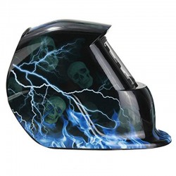 Capacete de soldagem - auto escurecimento - ajustável - solar - azul flash / crânio