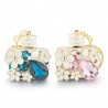 Frasco de perfume com cristais e flores - chaveiro