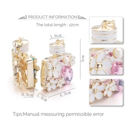 Frasco de perfume com cristais e flores - chaveiro