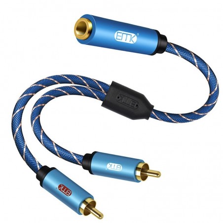 35mm fêmea para 2RCA cabo de áudio estéreo masculino - banhado a ouro