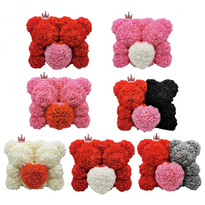 Two bears made from infinity roses - 25-35cm - rose bearValentine's day
