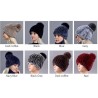 Knitted rabbit fur hat with pompomHats & Caps
