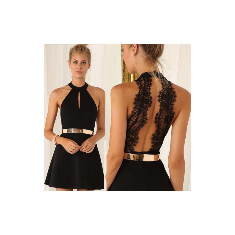 Elegant mini dress with a lace backDresses