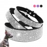 Colar de couro com strass para cães e gatos