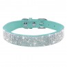 Colar de couro com strass para cães e gatos