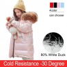 Fashionable - warm long jacket for kids with fur hoodKids