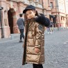 jaqueta de inverno longa - quente com capuz de pele - para meninas