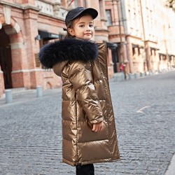 jaqueta de inverno longa - quente com capuz de pele - para meninas