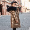 jaqueta de inverno longa - quente com capuz de pele - para meninas