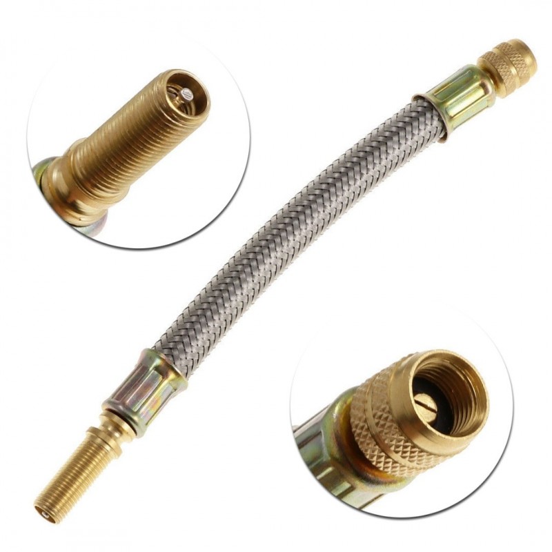 1pc 150mm aço inoxidável -braided mangueira flexível - hastes da válvula do pneu das rodas do carro -extensions adaptador do tub 1pc 150mm aço inoxidável -braided mangueira flexível - hastes da válvula do pneu das rodas do carro -extensions adaptador do tub