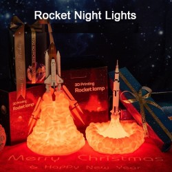 3D Transporte espacial - lâmpada noturna em forma de foguete - 3 tipos - 21cm & 28cm