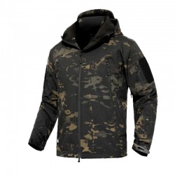 Exército - camuflagem - jaqueta impermeável com capuz e zíperes