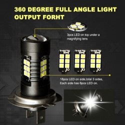 2pcs lâmpada LED super brilhante carro luzes de névoa - 12v 24v 6000k carro branco condução 21 3030-SMD rodando luz auto led h7