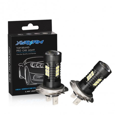 2pcs lâmpada LED super brilhante carro luzes de névoa - 12v 24v 6000k carro branco condução 21 3030-SMD rodando luz auto led h7