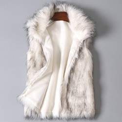 faux fur coat - women waist coat - women's jacket fur vest - ladies wool vest stand collar faux coatJackets