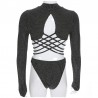 Sexy backless bodysuit with turtleneck and zipperLingerie