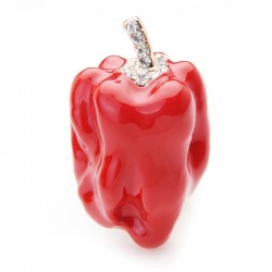 Pimenta verde e vermelho com strass - broche