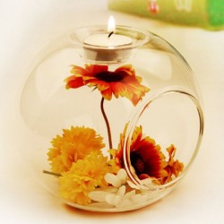 decoração de jantar de casamento romântico - cristal clássico transparente vidro pendurado castiçal - castiçal
